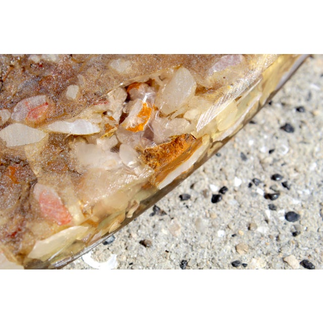 Vintage Agate, Onyx & Abalone Mosaic Side Table With Wrought Iron Base – Hollywood Regency / Mexican Modern For Sale - Image 14 of 17