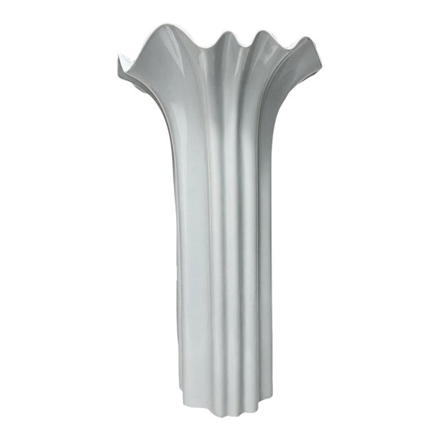 Hutschenreuther German White Porcelain Fluted Floor Vase, 20th Century For Sale