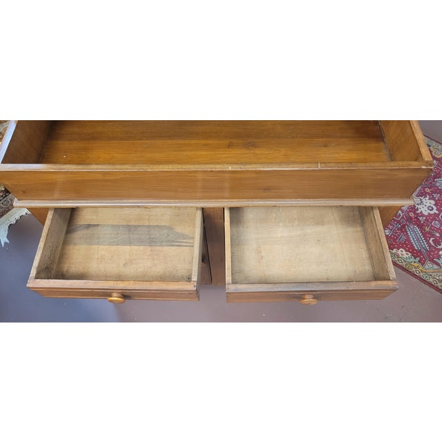 Wood Antique Pine Primitive Farmhouse Blind Door Cupboard For Sale - Image 7 of 9