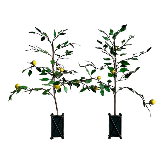Vintage Regency Tole Lemon Trees - A Pair For Sale