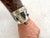 Stunning art piece, 1970s Brutalist Sterling Silver Cuff Bracelet With Gem Stones.