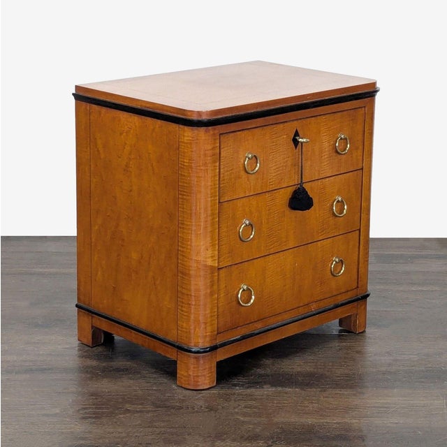 Biedermeier style three drawer nightstand/chest. The chest has ebonized detail and brass hardware. Biedermeier furniture...