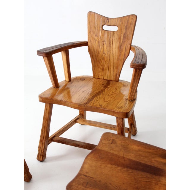 1940s American Rustic Oak Dining Chairs | For Sale - Image 14 of 18