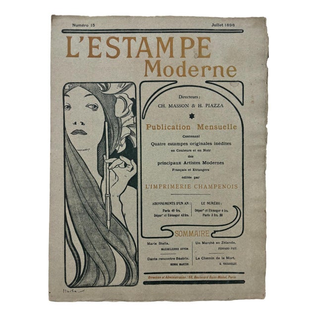 Alphonse Mucha, Cover for l'Estampe Moderne, July 1898, Lithograph For Sale - Image 9 of 9