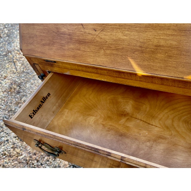 American Ethan Allen Desk Solid Maple Slant Top Secretary From C1776 Collection For Sale - Image 3 of 11