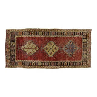 Vintage Turkish Oushak Gallery Rug, Wide Hallway Runner - 05'02 X 11'00 For Sale