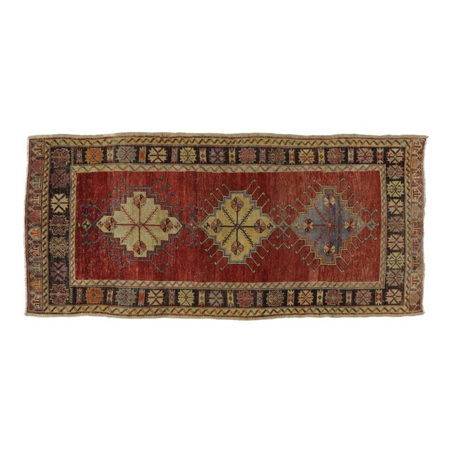 Vintage Turkish Oushak Gallery Rug, Wide Hallway Runner - 05'02 X 11'00 For Sale