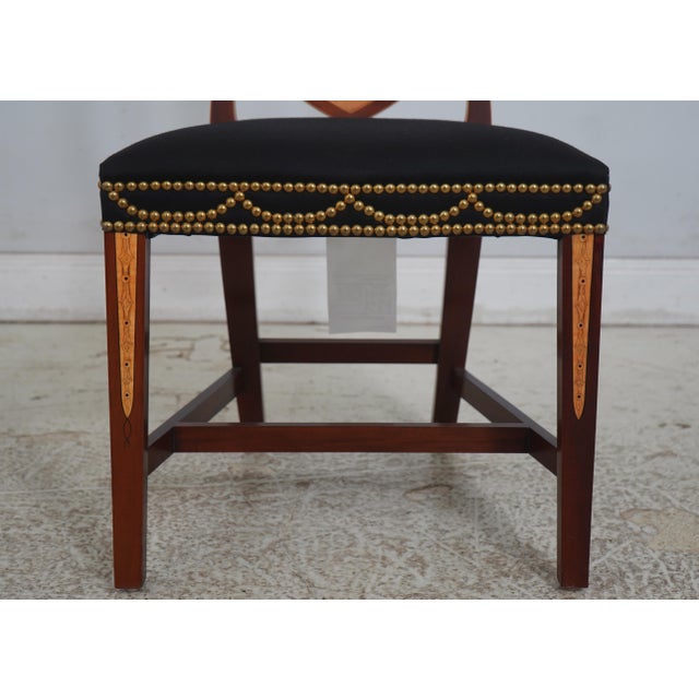 Brown Set of 6 Baker Inlaid Mahogany Norfolk Hepplewhite Dining Room Chairs For Sale - Image 8 of 18