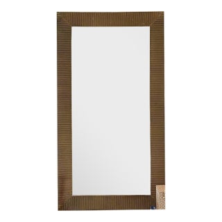 Contemporary Large Ribbed Metal Mirrors, a Pair For Sale