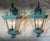 American Exquisite Pair of Large Solid Brass Outdoor Wall Lanterns – Verdigris Patina For Sale - Image 3 of 18