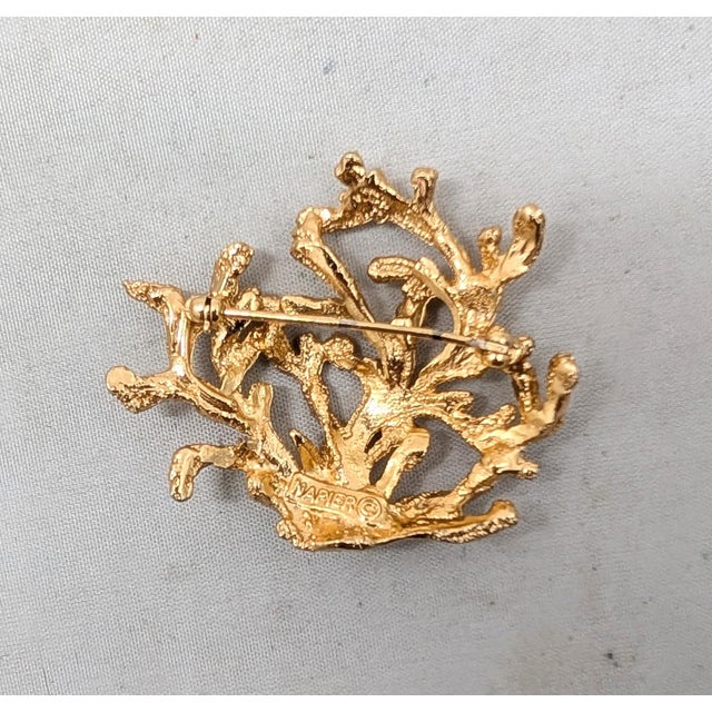 1970s Vintage 1970s Signed Napier Goldtone "Coral" Brooch For Sale - Image 5 of 7