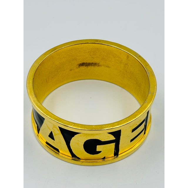Karl Lagerfeld 90s Heavy Gold-Tone Enameled Bangle Bracelet For Sale - Image 12 of 12