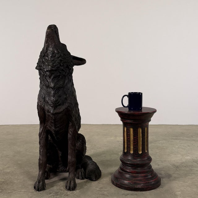 Life-Size Bronze Howling Wolf Sculpture, 37” H For Sale - Image 9 of 9