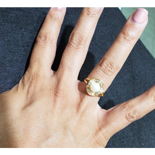 ♥ Product Summary ♥ Stone: Pearl & Diamonds Approx. Diamond Carat Weight: .37cttw Size of Pearl: 7mm Band Material: 14k...