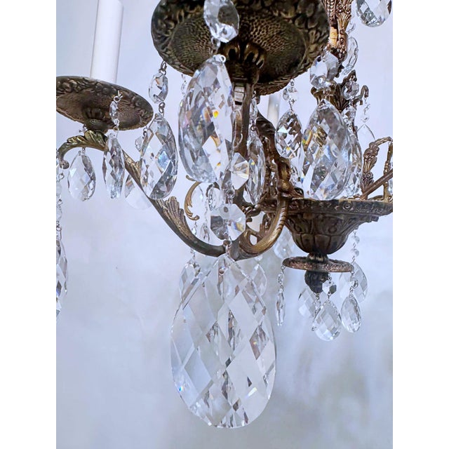 1920s Vintage Spanish Chandelier With Crystal Prisms For Sale - Image 11 of 15