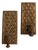 Vintage Brutalist Hand-Carved Oak Wall Sconces with Brass and Wrought Iron, 1970s, Set of 2 For Sale