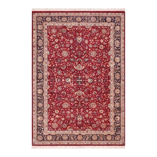 Beautiful Floral 1990's Pak-Persian Red/Blue Wool Rug - 6'2'' X 9'2'' For Sale