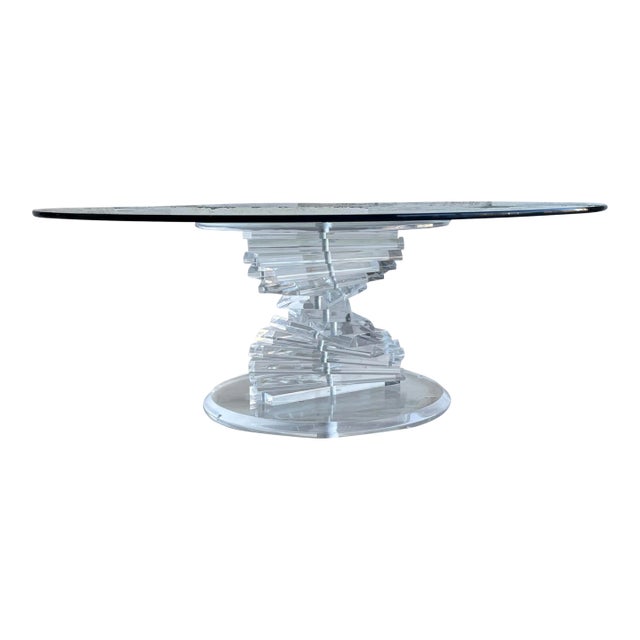 Helix Spiral Lucite Coffee Table For Sale