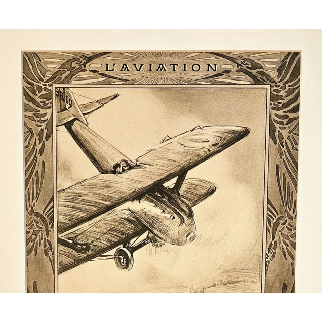 This is a matted vintage 1924 print that was the cover art for a French magazine that featured articles on airplanes....
