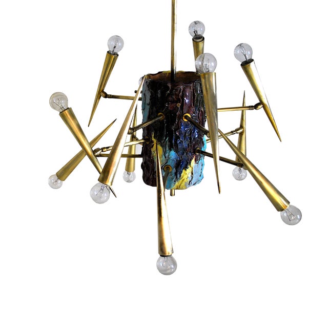 Chandelier Sculpture with Adjustable Diffuser by Leonardi Leoncillo for Lumi, 1952 For Sale