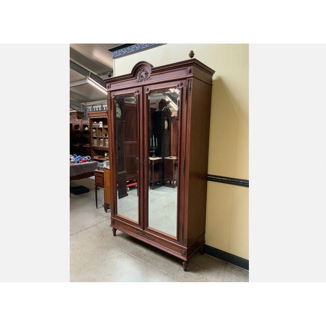 Brown Antique Art Nouveau Cabinet in Walnut, 1900 For Sale - Image 8 of 11