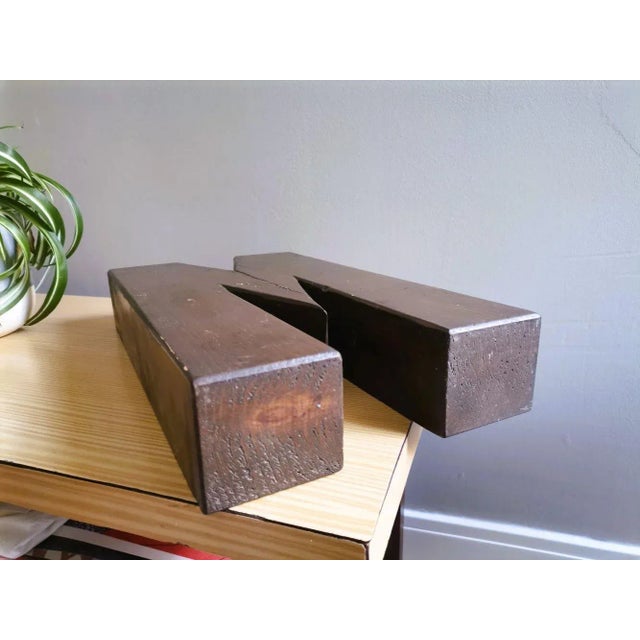 Wood Large Industrial Portuguese Wood Signage Lettering Letter M, 1960s For Sale - Image 7 of 9