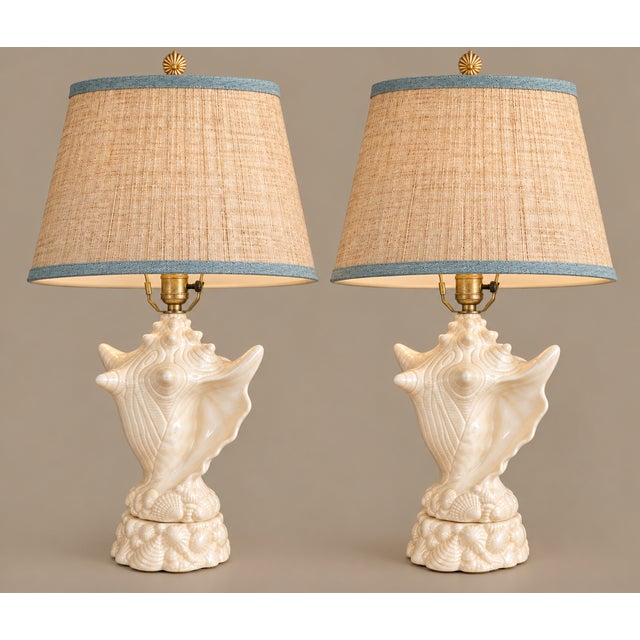Vintage Conch Seashell Shell Table Lamps - A Pair For Sale - Image 4 of 7