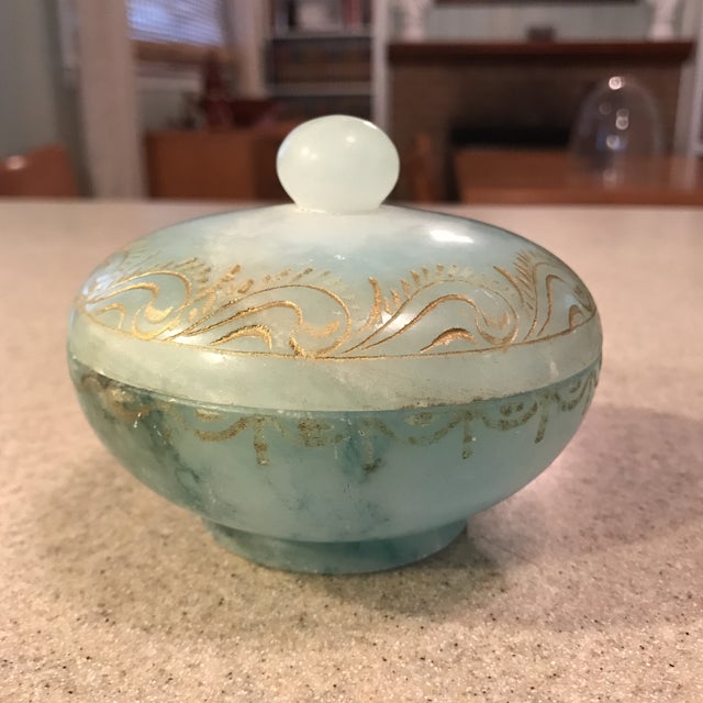 Etched Alabaster Covered Jar Chairish