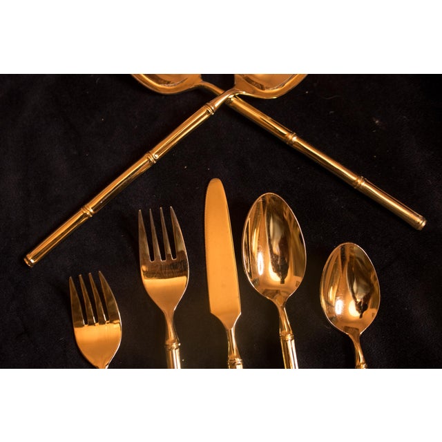 Gold Vintage Stanley Roberts Gold Bamboo Flatware Service for 8 With Serving Spoons - 42 Pieces For Sale - Image 8 of 12