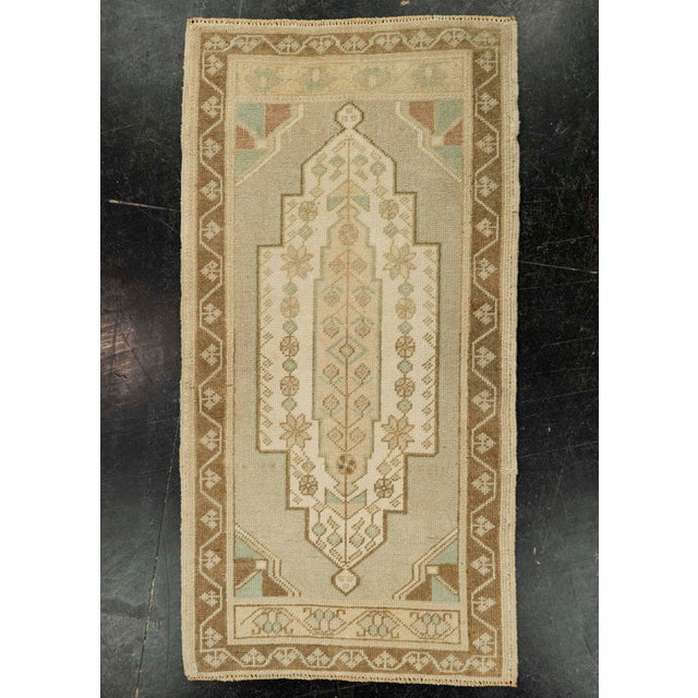 Brown Turkish Mini Rug Oriental Hand Knotted Vintage Rug 1'8" x 3'4" #21086 For Sale - Image 8 of 8