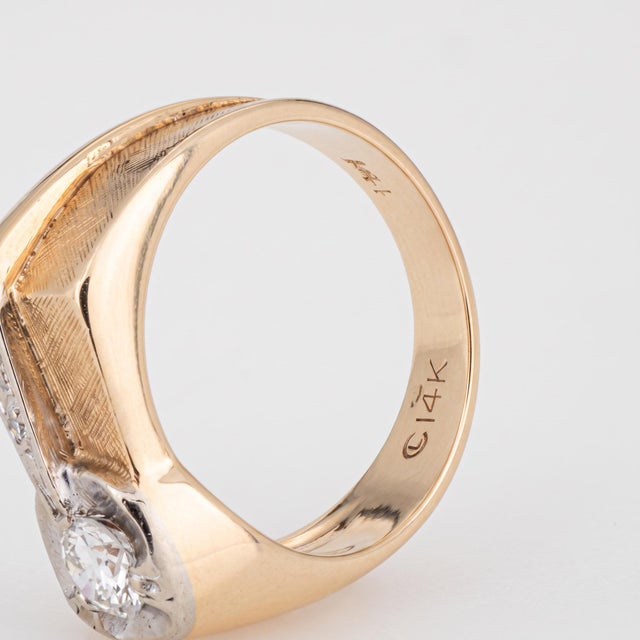 Metal 70s Vintage Diamond Shooting Star Ring Sz 5 Band 14k Gold Celestial Jewelry For Sale - Image 7 of 7