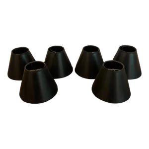 Set of 6 Vintage 1990s Black Candle Shades With Mica Lining