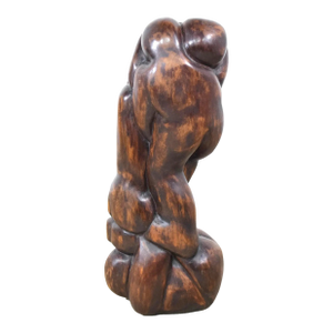 1950s Ben Goodkin Carved Wood Abstract Figurative Sculpture,signed. Large