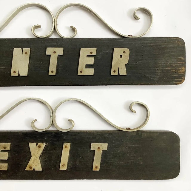 Mid-Century Modern Mid-Century Exit and Enter Signs, Pair For Sale - Image 3 of 4