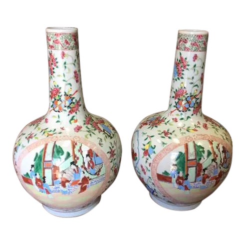 Vintage Chinese Gourd Form Famille Rose Vases - A Pair For Sale