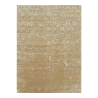 Rug & Kilim’s European Style Rug in Golden-Brown With Arabesque Patterns in Green For Sale