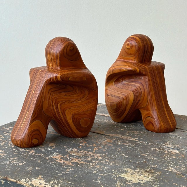 Vintage Laminated Wood Figural Bookends by Robert Hargrave, Circa 1970s-80s For Sale - Image 9 of 16