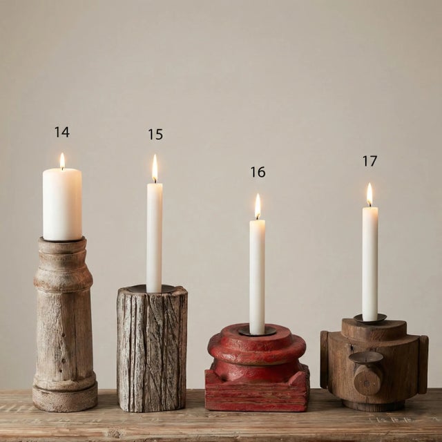 1950s 1950s Farmhouse Distressed Wood Pillar Candle Holder | Reclaimed Architectural Candlestick | Rustic Mantel Decor | Unique Housewarming Gift For Sale - Image 5 of 6