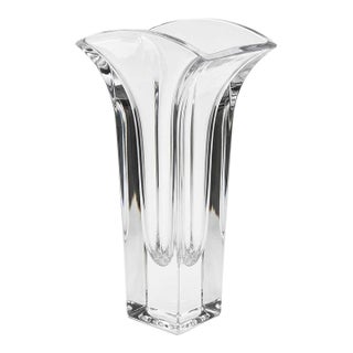 Nambé Modern Crystal Art Glass Flared Vase – 8.5" For Sale