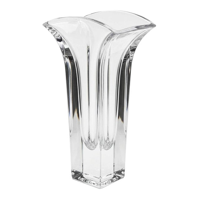 Nambé Modern Crystal Art Glass Flared Vase – 8.5" For Sale