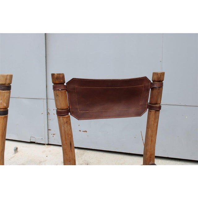 Safari Chairs in Wood and Leather, Italy, 1960s, Set of 2 For Sale - Image 4 of 18