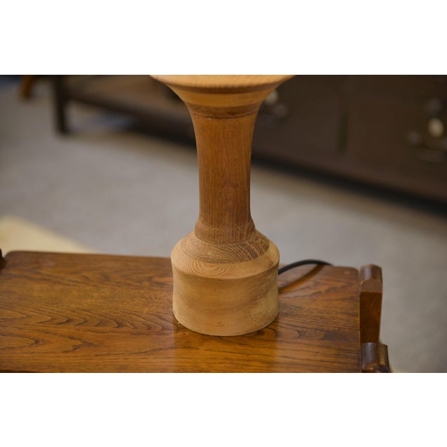 Vintage Oak Table Lamp, 1950s For Sale - Image 4 of 9