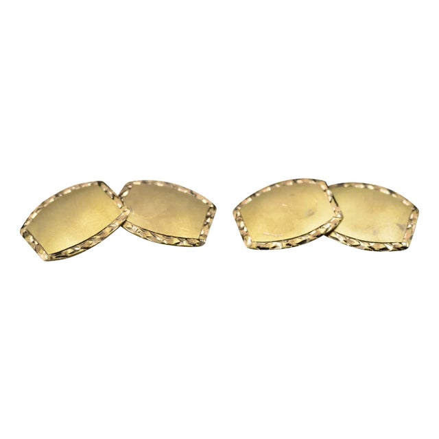 Gentlemen's Yellow Gold Art Deco Cuff Links, 2 Pieces For Sale