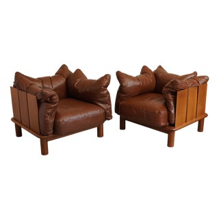 Brutalist Lounge Chairs by Jonathan De Pas for Poltronova, 1970s, Set of 2 For Sale
