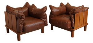 Brutalist Lounge Chairs by Jonathan De Pas for Poltronova, 1970s, Set of 2