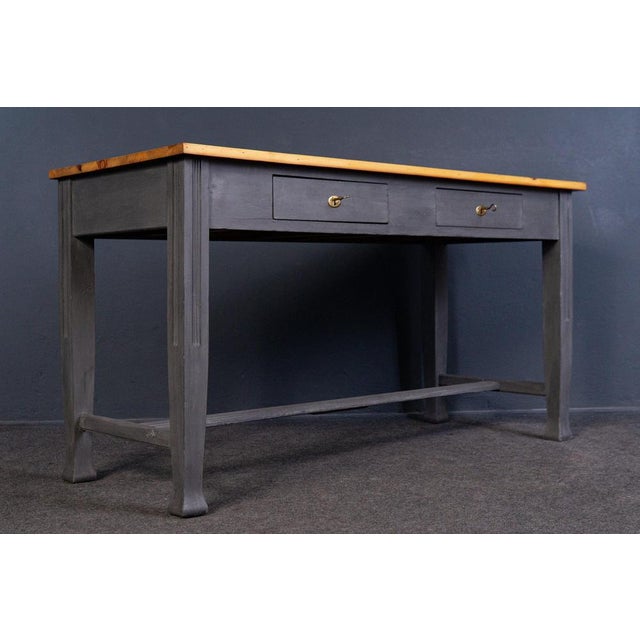 Vintage Table Desk in Oak and Pine For Sale - Image 5 of 15