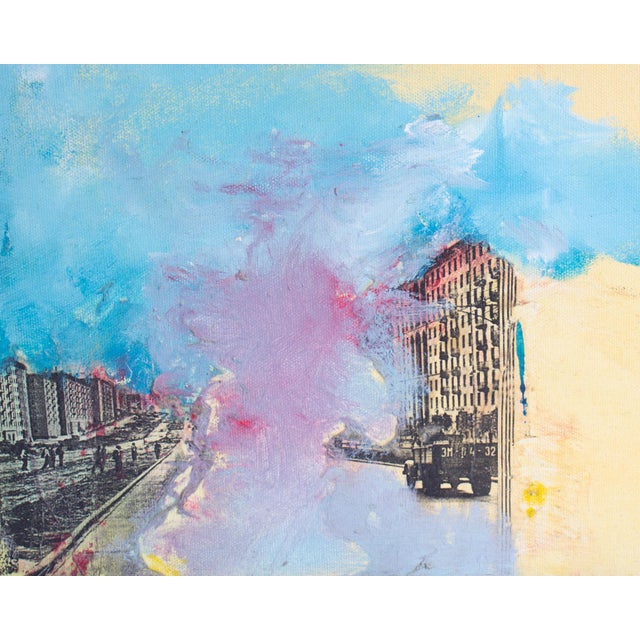 Postmodern 1999 Abstract Mixed Media Painting and Collage on Canvas by Anthony Louis Popcheff For Sale - Image 3 of 10