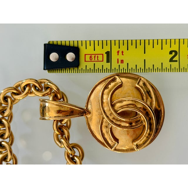 Chanel 1994 Spring Collection CC Logo Medallion Necklace in Gold Plate For Sale - Image 13 of 18