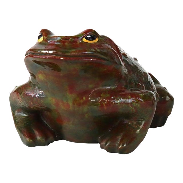 Antique Majolica School Pottery Garden Toad Circa 1930 For Sale