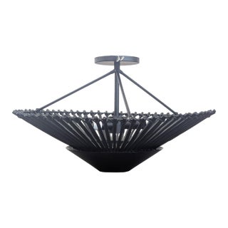 Cb2 Copa Modern Black Metal Pendant Ceiling Light Fixture For Sale